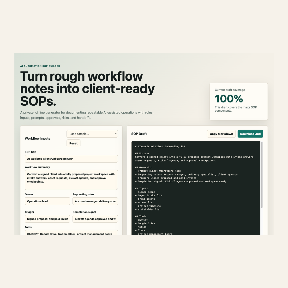 AI Automation SOP Builder product screenshot cover